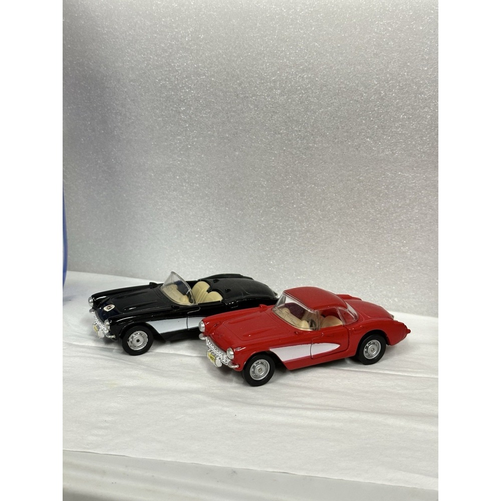 1957 Chevrolet Corvette Red and One Black Die Cast 1:39 Scale Open Doors No Box